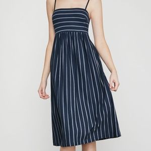 BCBG Stripe Twist-Back Dress